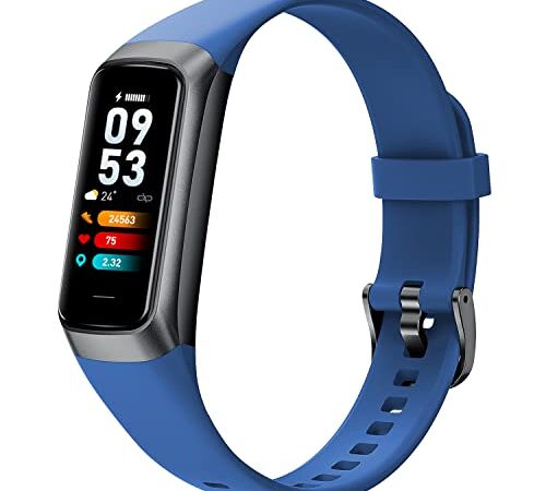 AK1980 Fitness Tracker, Activity Tracker Watch with Heart Rate Monitor Blood Pressure Blood Oxygen Sleep Monitor IP68 Waterproof Smart Watch Step Tracker Calorie Counter for Kids Women Men (Blue)