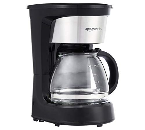 Amazon Basics 5-Cup Coffee Maker with Reusable Filter, Black and Stainless Steel