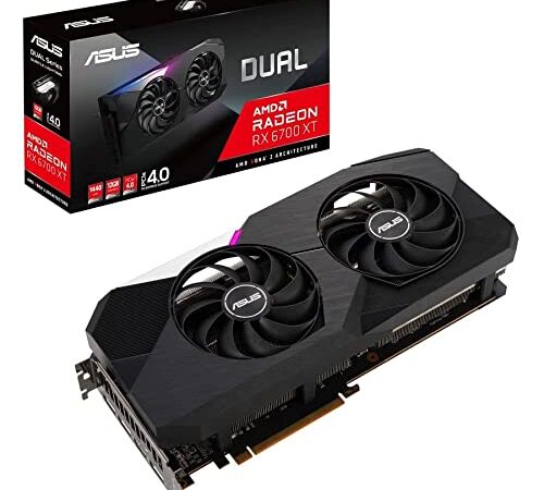 ASUS Dual AMD Radeon RX 6700 XT Standard Edition 12GB GDDR6 Gaming Graphics Card (AMD RDNA 2, PCIe 4.0, 12GB GDDR6 Memory, HDMI 2.1, DisplayPort 1.4a, Axial-tech Fan Design, 0dB Technology)