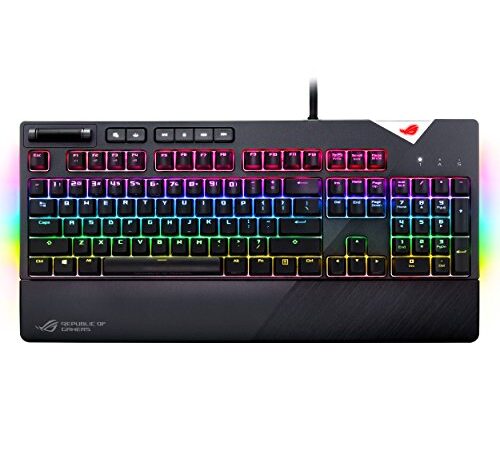 ASUS ROG Strix Flare (Cherry MX Red) Aura Sync RGB Mechanical Gaming Keyboard with Switches, Customizable Badge, USB Pass Through and Media Controls