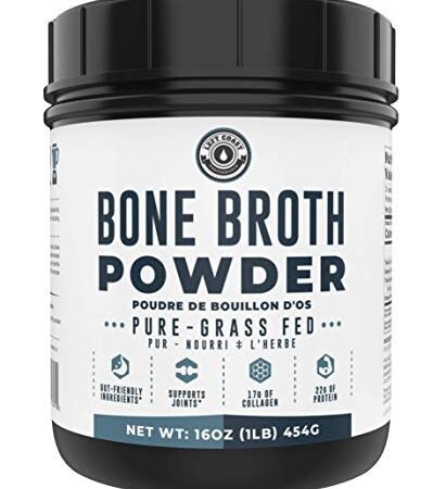 Bone Broth Powder - Grass Fed Bone Broth Powder with Protein [22g per Serving] and Collagen [17g per Serving]. Keto, Paleo, Dairy Free, Non-GMO