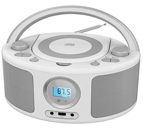 CD Radio Portable CD Player Boombox with Bluetooth,FM Radio, USB Input and 3.5mm AUX Headphone Jack,CD-R/CD-RW/MP3/WMA Playback,AC/DC Operated(WTB-791)