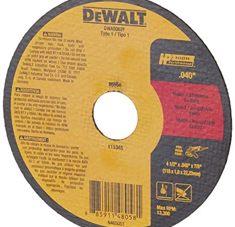 DEWALT DWA8062F T1 HP Fast Cut-Off Wheel, 4-1/2" x 0.040" x 7/8"