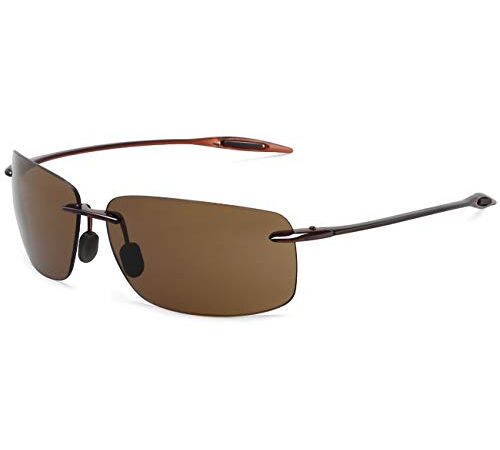 JULI Sports Sunglasses for Men Women Tr90 Rimless Frame for Running Fishing Golf Surf Driving(Brown/Brown)