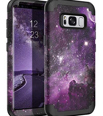 KANGYA Case for Samsung S8 5.8", Shockproof Heavy Duty Full Body Rugged Three Layer Hybrid Soft Silicone Bumper Hard PC Cute Protective Phone Cases Cover for Samsung Galaxy S8 5.8-inch, Purple Nebula