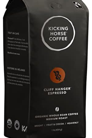 Kicking Horse Coffee, Cliff Hanger Espresso, Medium Roast, Whole Bean, 1 lb - Certified Organic, Fairtrade, Kosher Coffee