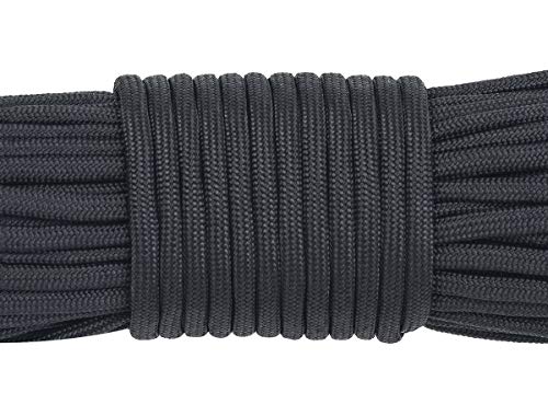 Kimaru 9 Strand 550lb Paracord 100 FT (31 Meters) 4mm Multipurpose Rope for Camping Trip,Tent Fixing Rope,Weaving and Strapping Equipment, Outdoor Clothesline, Jungle Survival,Hunting(Black)