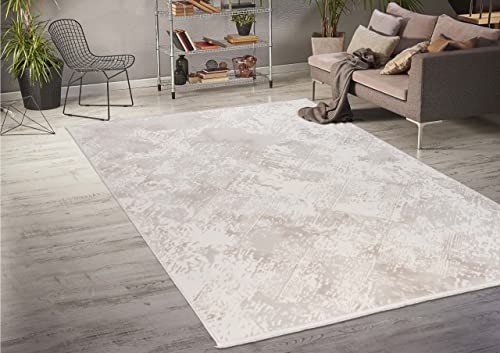 Ladole Rugs Abstract Pattern Home Decor Indoor Area Rug - Washable Premium 5x7 Carpet for Living Room, Bedroom, Dining Room, Kitchen, and Office - Cream, 5x8 (5'3" x 7'6", 160cm x 230cm)