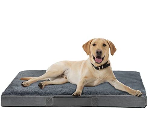 Nepfaivy Dog Bed Large XL - Waterproof Orthopedic Dog Bed for Large Dogs, Big Dog Crate Bed with Removable and Washable Cover, Dark Grey XL(105cm×70cm)