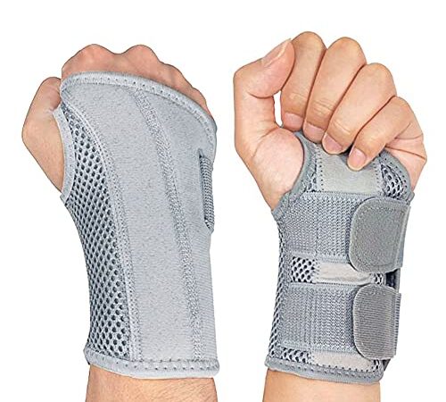 NuCamper Wrist Brace Carpal Tunnel Right Left Hand for Men Women, Night Wrist Sleep Supports Splints Arm Stabilizer with Compression Sleeve Adjustable Straps,for Tendonitis Arthritis Pain Relief… (Small/Medium(pack of 1), Right Hand-Gray)