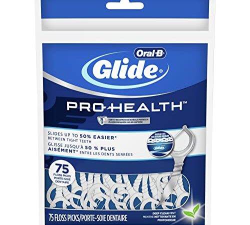 Oral B Glide Floss Picks, Pro-Health Deep Clean, Clean Mint Flavor Dental Floss, 75 Count