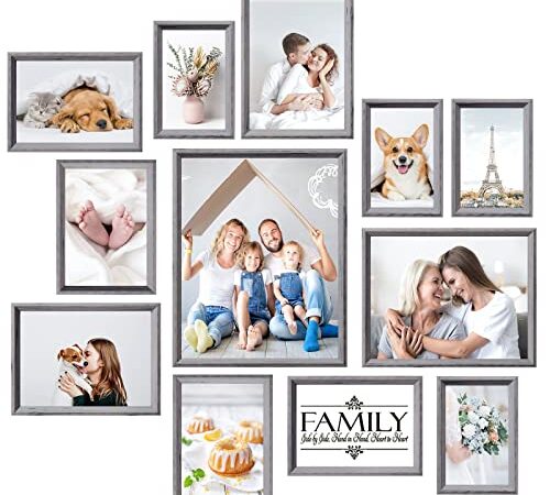 Picture Frames Set Wall Decor- 12 Pcs Collage Gallery Frames for Wall Mounting or Tabletop Display Including 11x14 8x10 6x8 5x7 4x6 inch