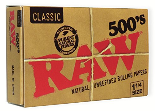 Raw 500's Classic Natural Unrefined Rolling Paper, 1 1/4 79mm Size