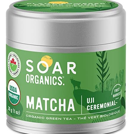 Soar Organics - Organic Japanese Matcha Green Tea Powder - Ceremonial Grade (30 g)