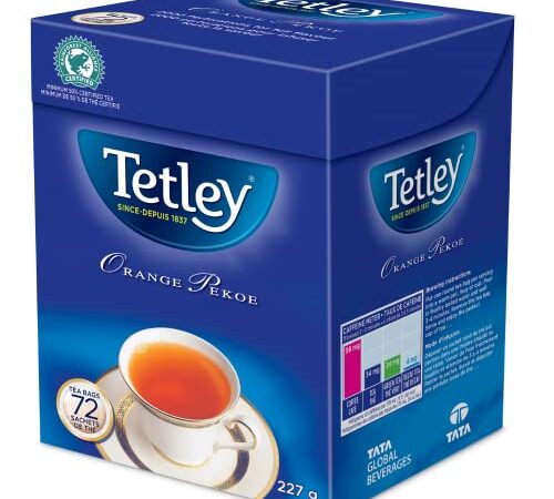 Tetley Orange Pekoe Black Tea - 72 Tea Bags, 227 Grams, Contains Caffeine