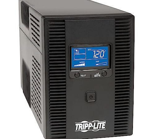 Tripp Lite 1500VA 900-Watt UPS Back Up Smart Tower LCD AVR 120-Volt USB Coax RJ45, Black (SMART1500LCDT)