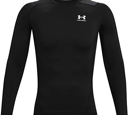 Under Armour Men's Armour HeatGear Compression Long-Sleeve T-Shirt , Black (001)/White, Small