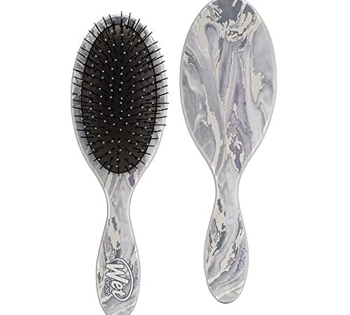 Wet Brush Original Detangler Brush - Metallic Marble, Silver - All Hair Types - Ultra-Soft IntelliFlex Bristles Glide Through Tangles with Ease - Pain-Free Comb for Men, Women, Boys and Girls