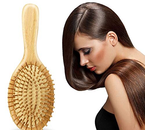 Agoginserest Bamboo Hair Brush - Natural Paddle Hairbrush with Bamboo Bristles for Women Men Kids and All Hair Types