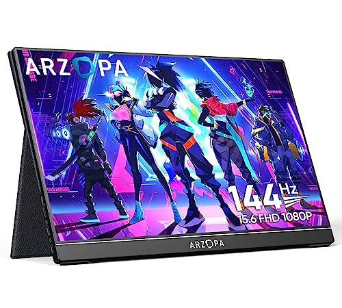 ARZOPA Portable Monitor, 15.6'' 144Hz FHD 1080P Portable Gaming Monitor with HDR, Ultra Slim, Eye Care, External Second Screen for Laptop, PC, PS5, Mac, Raspberry Pi, Xbox, Switch - G1 Game