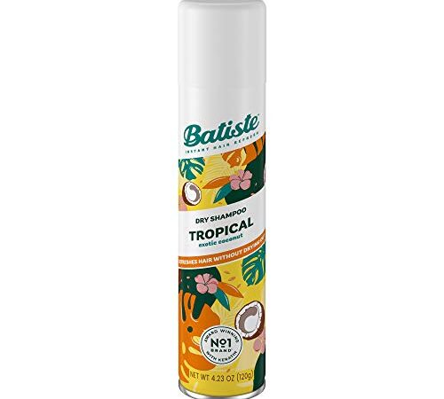 Batiste Dry Shampoo Spray, Tropical Scent, Refresh Hair and Absorb Oil Between Washes, Waterless Shampoo for Added Hair Texture and Body, 200-ml