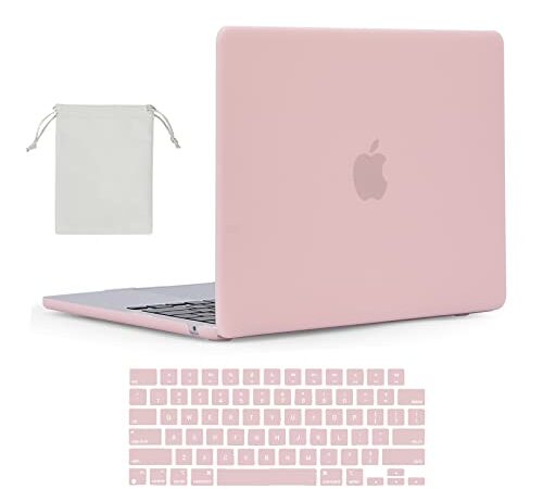 BlueSwan Compatible for MacBook Pro 13 inch Case 2023-2017 A2338 M2/M1Chip A2289 A2251 A2159 A1989 A1706, Protective Hard Case & Keyboard Cover & Mini Storage Bag, Matte Pink