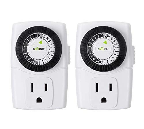 BN-LINK BND-60/U47 Indoor Mini 24-Hour Mechanical Outlet Timer, 3-Prong, 2-Pack