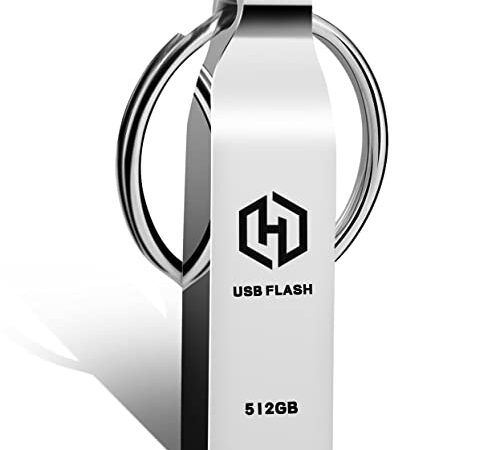 bogcom USB Stick 512GB USB 3.0 Flash Drive 512GB Waterproof USB Drive Thumb Drive High Speed Memory Stick Metal Clé USB with Keychain for PC/Laptop/Computer