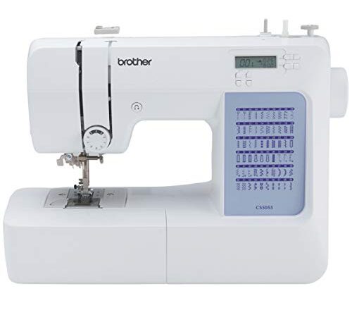 Brother CS5055 Computerized Sewing Machine, 60 Built-in Stitches, LCD Display, 7 Included Feet, White