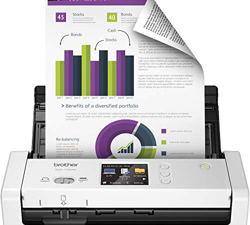 Brother Wireless Document Scanner, ADS-1700W, Fast Scan Speeds, Easy-to-Use, Ideal for Home, Home Office or On-the-Go Professionals (ADS1700W), white