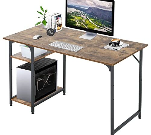 Computer Desk with 2 Shelves, 47 inch Home Office Desk Gaming Study Writing Table, Modern Furniture for Home Office, Vintage