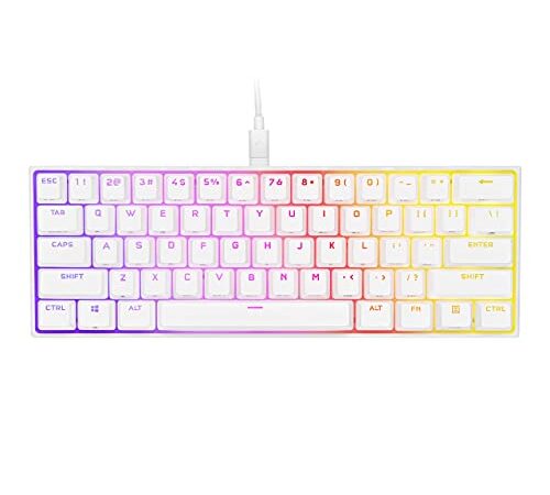 CORSAIR K65 RGB Mini 60% Mechanical Gaming Keyboard-Customizable Per-Key RGB Backlighting-Cherry MX Speed Mechanical Keyswitches-Detachable USB Type-C Cable-White