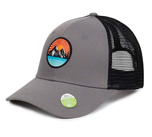 Ecofera Men's Eco-Friendly Snapback Trucker Hat Baseball Cap (Grey/Black Patch)