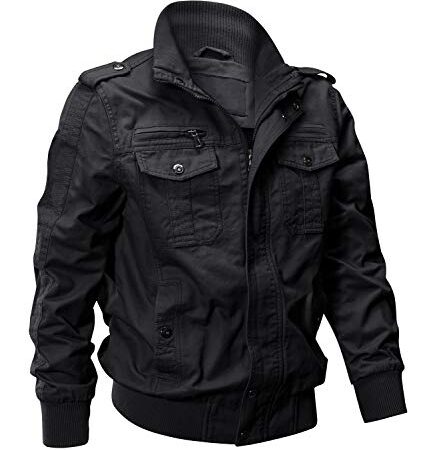 EKLENTSON Utility Jacket Winter Jacket Windbreaker Black Military Jacket Tactical Jacket Fall Jacket Men