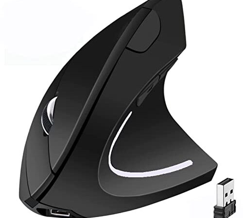 Ergonomic Mouse, High Precision Vertical Wireless Mouse, Rechargeable 2.4GHz Optical Vertical Mice, 3 Adjustable DPI 800/1200/1600 DPI, for Laptop, PC, Computer etc, Specially for Right-handers