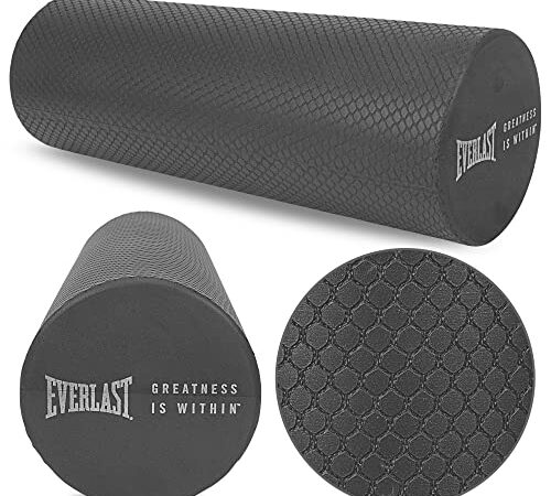 Everlast FIT 18-Inch Premium Rx EVA Foam Roller for Exercise, Firm High-Density EVA Foam, Trigger Point Massage & Muscle Therapy, Portable, Increasing Circulation, Relieving Tension. (18", Grey)