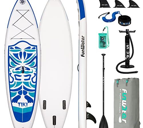 FunWater Inflatable Paddle Boards SUP for All Skill Levels Everything Included with Stand Up Paddle Board, Adj Paddle, Pump, ISUP Travel Backpack, Leash,Waterproof Bag