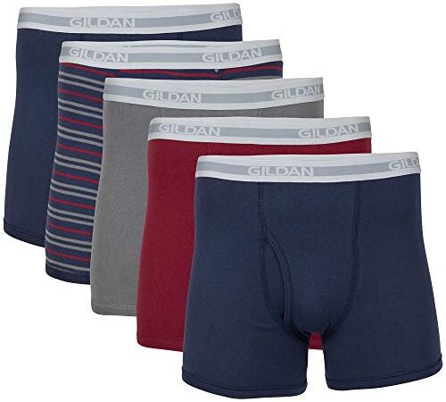 Gildan Men's Boxer Briefs, Multipack, Mixed Blue (5-Pack), Medium