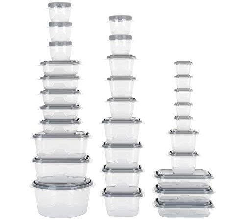 GoodCook EveryWare 60-Piece BPA-Free Plastic Food Storage Container Set, Clear/Grey