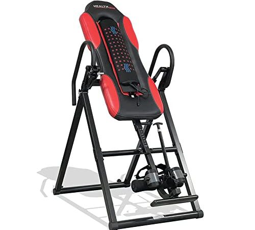 Health Gear HGI 5.9 - Advanced Technology Heavy Duty Heat & Vibration Massage Inversion Table, 300Lbs Max, Red/Black