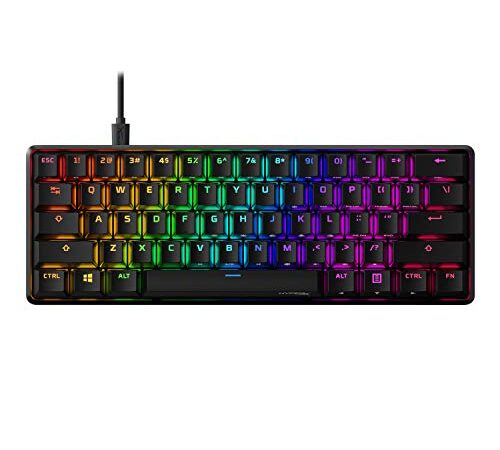 HyperX Alloy Origins 60 - Mechanical Gaming Keyboard, Ultra Compact 60% Form Factor, Double Shot PBT Keycaps, RGB LED Backlit, NGENUITY Software Compatible - Linear HyperX Red Switch, Black