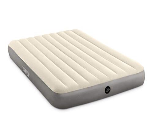 INTEX 64103E Dura-Beam Standard Single-High Air Mattress: Fiber-Tech – Queen Size – 10in Bed Height – 600lb Weight Capacity – Pump Sold Separately