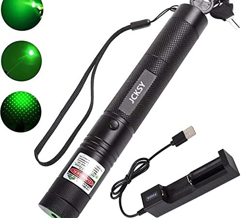 JCKSY Handheld Green Pointer, High Power Long Range Adjustable Focus Light with Star Cap Flashlight, for Hiking Indoor Outdoor Teaching Camping Travel