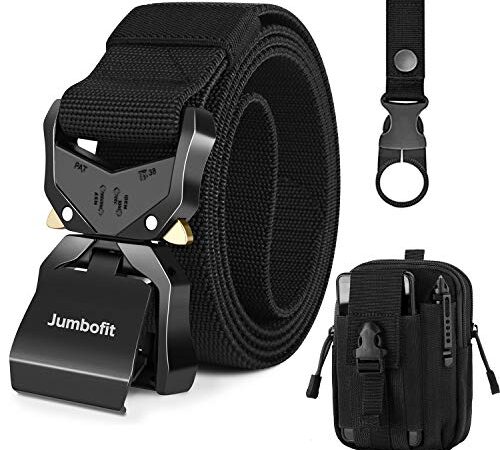 Jumbofit Military Men Tactical Belt, Work Belt with Quick Release Buckle,Gift with Molle Pouch & Water Bottle Clip