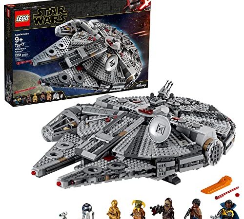 LEGO Star Wars Millennium Falcon 75257 Building Set - Starship Model with Finn, Chewbacca, Lando Calrissian, Boolio, C-3PO, R2-D2, and D-O Minifigures, The Rise of Skywalker Movie Collection