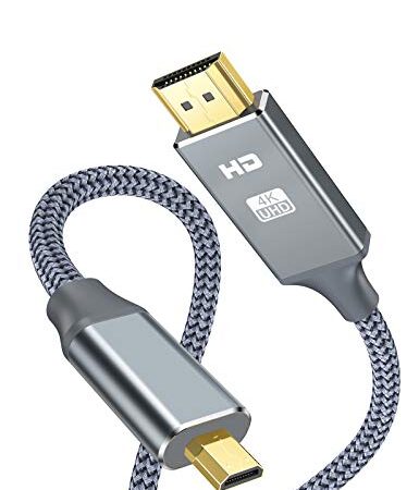 Micro HDMI to HDMI Cable 3.3ft,Snowkids 4K 60Hz HDMI to Micro HDMI Cord (Male to Male) 3D/ARC/HDR/4K/Audio Return Support for GoPro Hero,Action Camera,Bi-Directional