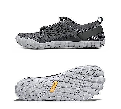 NORTIV 8 Men's Barefoot Water Shoes Lightweight Sports Aqua Shoes Outdoor Swim Fishing Hiking Diving Surf Walking Athletic Water Shoe Grey Size 11 US TREKMAN-2