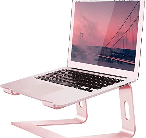 Orionstar Laptop Stand Aluminum Laptop Riser Compatible with Apple Mac MacBook Air Pro 10 to 15.6 Inch Notebook Computer, Ergonomic Elevator Holder (Pink)