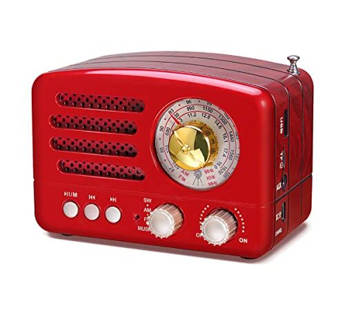 PRUNUS J-160 AM FM SW Small Vintage Radio Portable Retro Radio with Speaker, Upgrade 1800mAh Rechargeable Battery Operated Radio Supports TF Card/AUX/USB MP3 Player