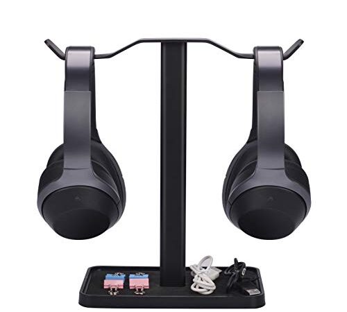 [Super Stable] Neetto Dual Headphones Stand for Desk, Aluminum Alloy & Metal Gaming Headsets Holder Hanger for Sennheiser, Sony, Audio-Technica, Bose, Beats, Akg, Display Mount - HS908